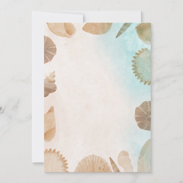 Blank Seaside Summer Blue Elegant Pretty Wedding  Inbjudningar (Framsida)