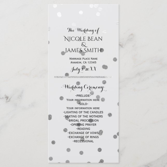 Blank silver glamour glamn chic modern programstäl program (Framsida)