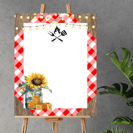 Blank Skapa din egen BBQ Baby Shower Red Play Poster