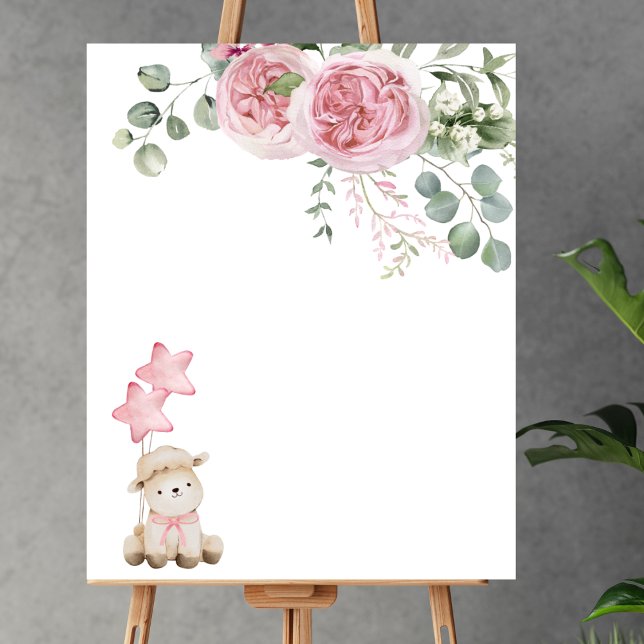 Blank Skapa ditt eget söta lilla lamm Rosa ros Poster (Skapare uppladdad)