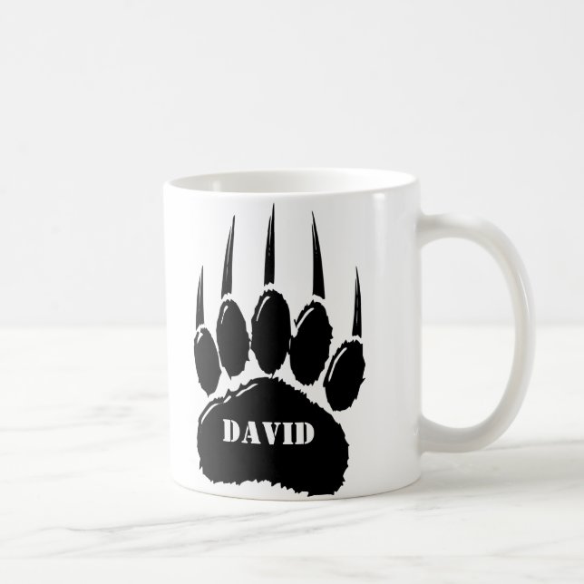 Blank Svart Björn Klöavtryck Anpassat Namn Kaffemugg (Höger)