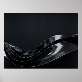 Blank Svart Vätska 3D Abstrakt Vågor Poster