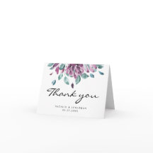 BLANK tack för bröllop lila vattenfärgblommor