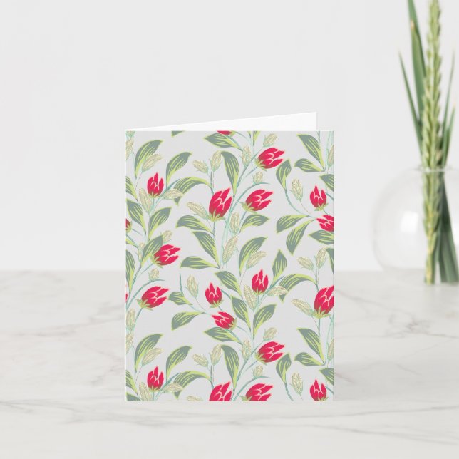 Blank Tulips Flowers Notecard, Elegant Blommigt Kort (Framsida)