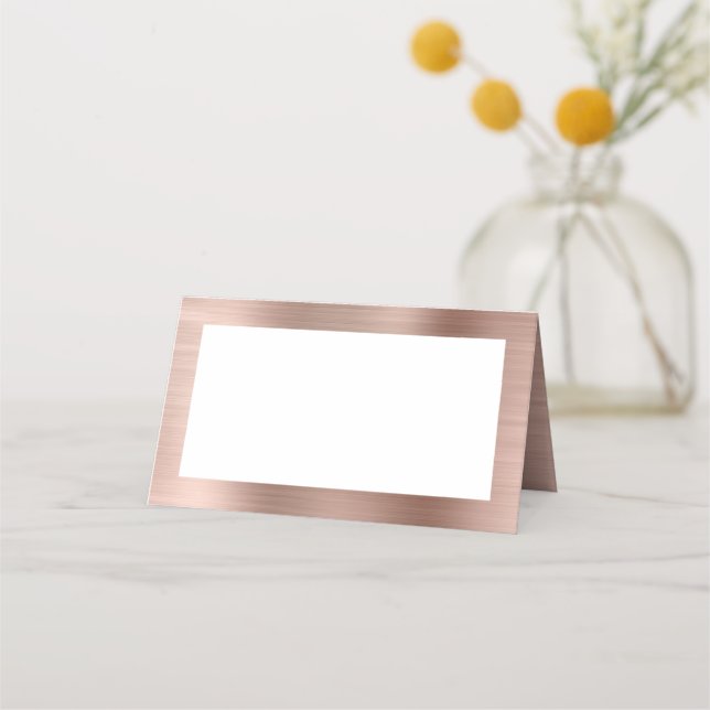 Blank vit och roséguld falsk folie placeringskort (Framsida)