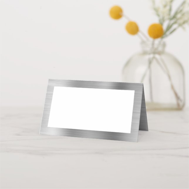 Blank Vit och Silver Falsk Folie Placeringskort (Framsida)