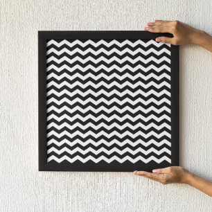 Blank White och Black Chevron Mönster Poster