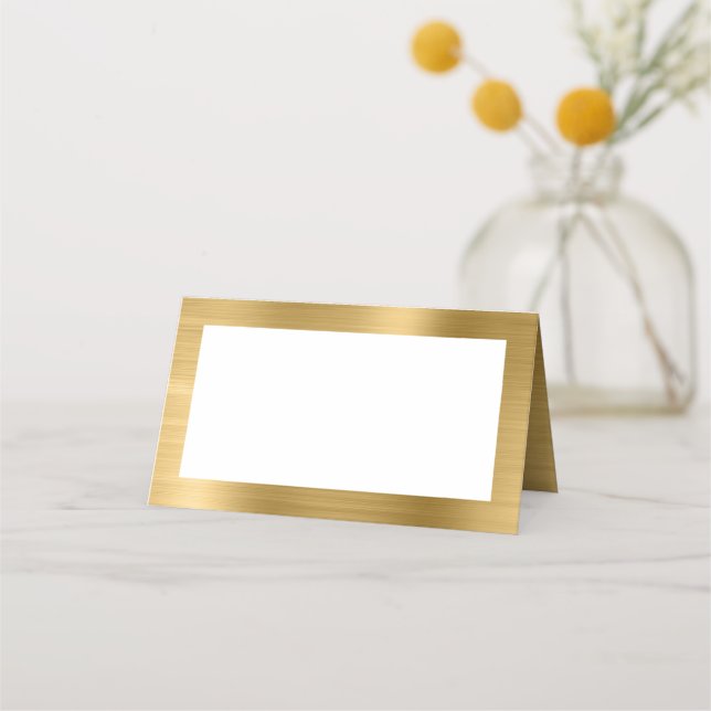 Blank White och Guld Faux Foil Placeringskort (Framsida)