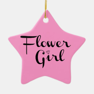 Blanka återtagsskript för Flower Girl på Rosa Julgransprydnad Keramik