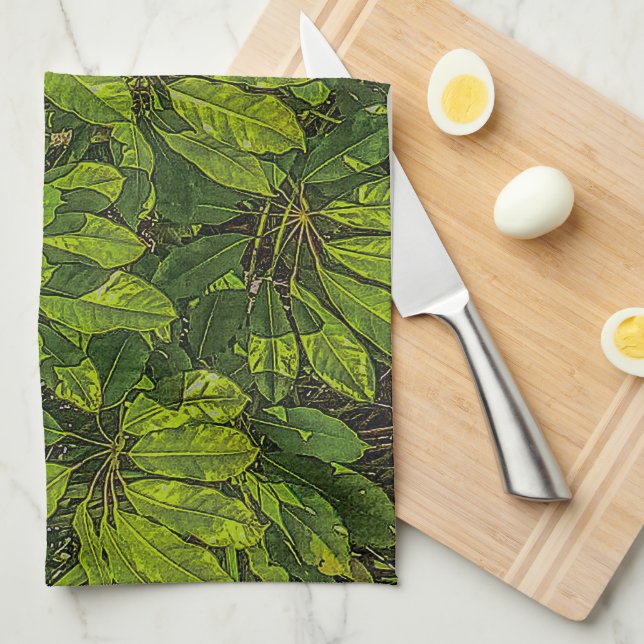 Blanka blad i solljus  kökshandduk (Vikt i Fjärdedel)