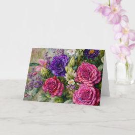 Blanka blommor Bouquet-anteckningskort för Blommig Kort