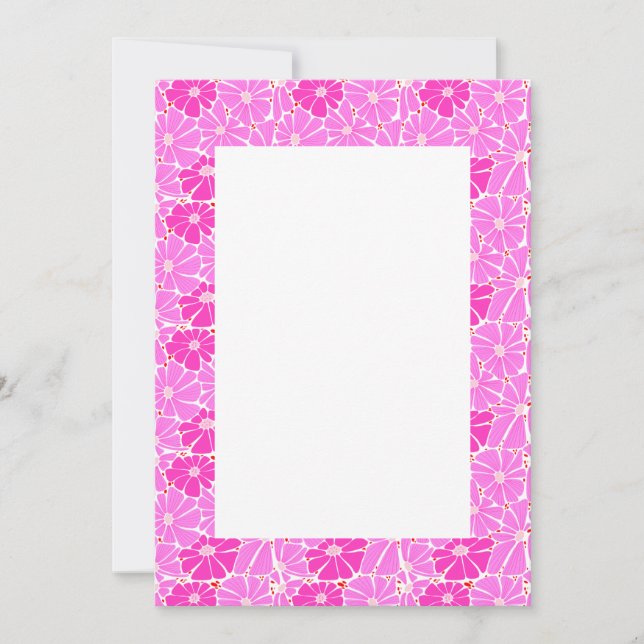 Blanka bröllopsinbjudan - rosa daisy inbjudningar (Framsida)