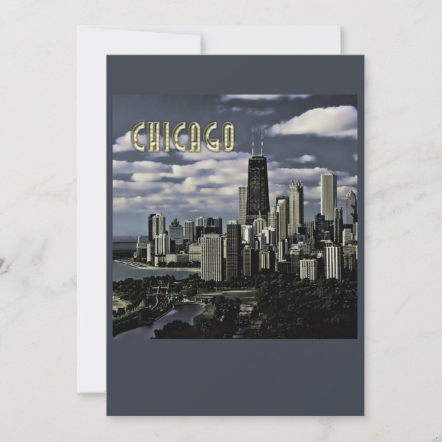 Blänka Chicago horisontTEXT Chicago Inbjudningar (Framsida)