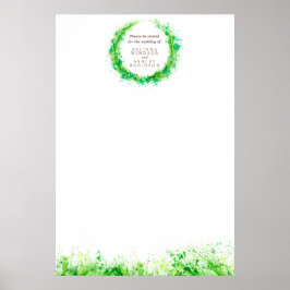 Blanka DIY-mall för Greenery Bröllop-sätesplan Poster