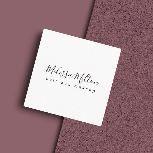 Blanka Eleganten Black White Hair Makeup Beauty Fyrkantigt Visitkort (Skapare uppladdad)