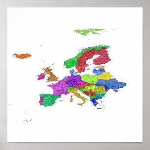 Blanka Europa Land Karta Poster