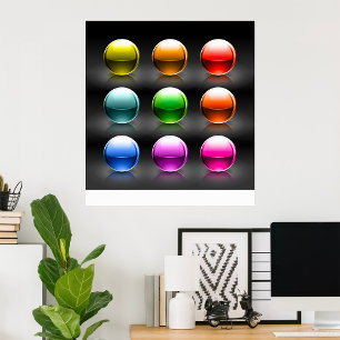 Blanka färgfyllda ikoner Abstrakten Bollar Poster