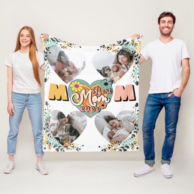Blanka foto Ull med bästa Mamma någonsin multihjär Fleecefilt (På plats)