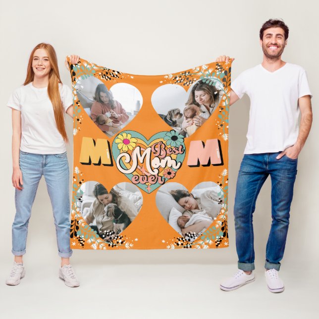 Blanka foto Ull med bästa Mamma någonsin multihjär Fleecefilt (På plats)