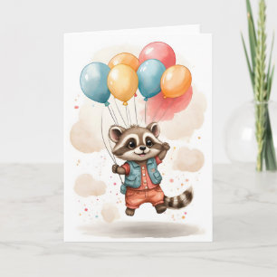 Blanka Jacka-bubblor för cute Watercolor Raccoon-b Kort