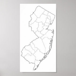 Blanka konturen new jersey Karta Poster
