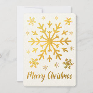 Blanka kort för god jul Guld Snöflingor