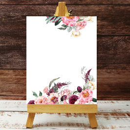 Blanka lägg din egen Boho-Rosa Burgundy Peony Poster