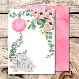 Blanka, lägg till din egen Rosa-ballong-eukalyptus Inbjudningar