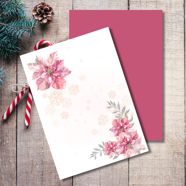 Blanka lägg till din egen Rosa snöflingpoinsettia Inbjudningar (Skapare uppladdad)