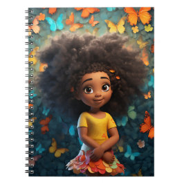 Blanka, magiska melaninbruna hudflickor blommor anteckningsbok