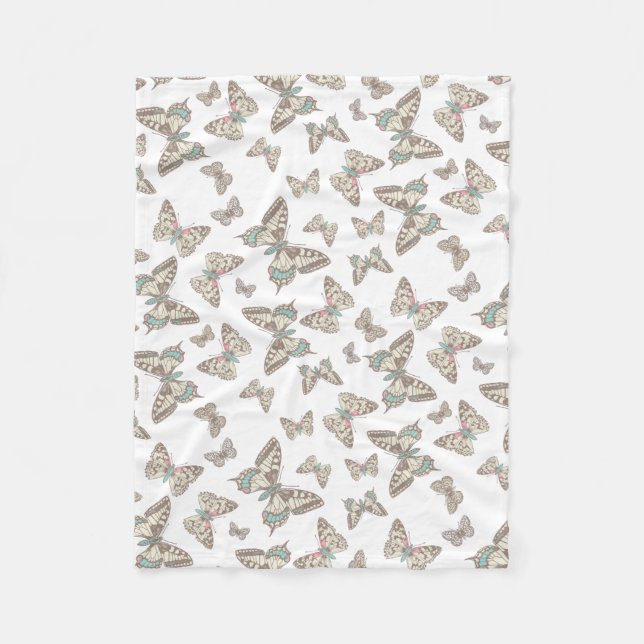 Blanka med bläckmönster av fjärilar fleecefilt (Framsidan)