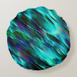 Blanka nedfläckader från cyan till blått och röda rund kudde