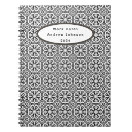 Blanka och vit Abstrakt - FlowerNotebook Anteckningsbok