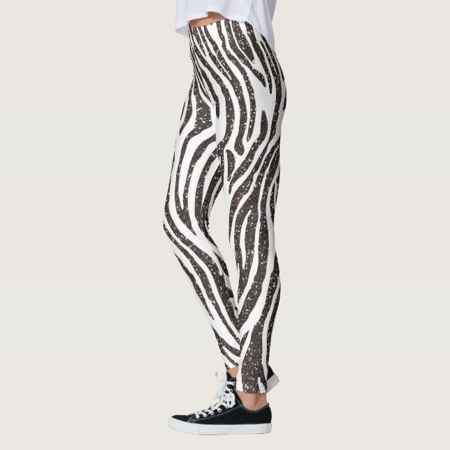 Blanka och vita Zebra tryck Leggings (Vänster)