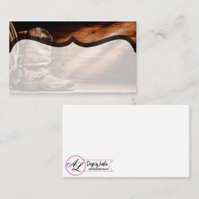 Blanka ortskort CowboyBoots Barn Wood Rustic Co Placeringskort (Fram/baksida)