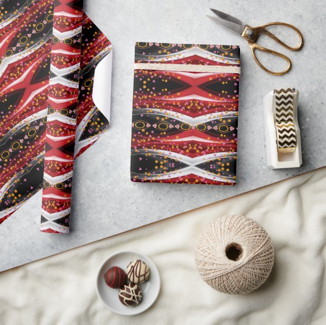 Blanka Papper Abstrakt Röd svart vit Presentpapper (Hantverk)