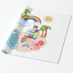 Blanka Papper, Beach Roligt Octopus Presentpapper