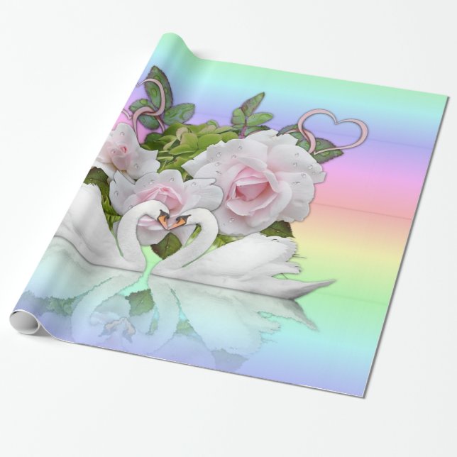 Blanka Papper, Pastel White Svan Presentpapper (Utrullad)