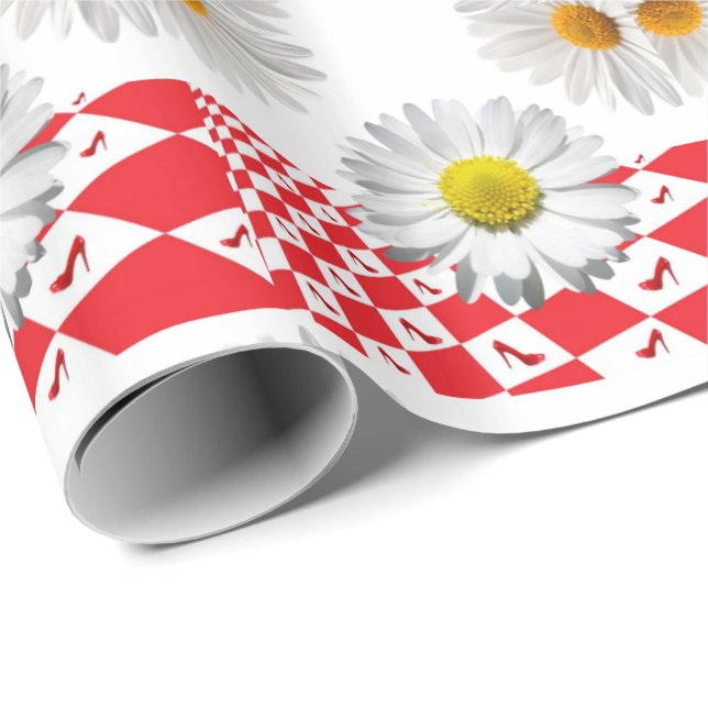 Blanka Papper vit Daisy Presentpapper (Rullad Hörn)