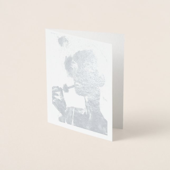 Blanka rökning hos kindkvinna i shinderfärgat silv folierat kort (Framsida)