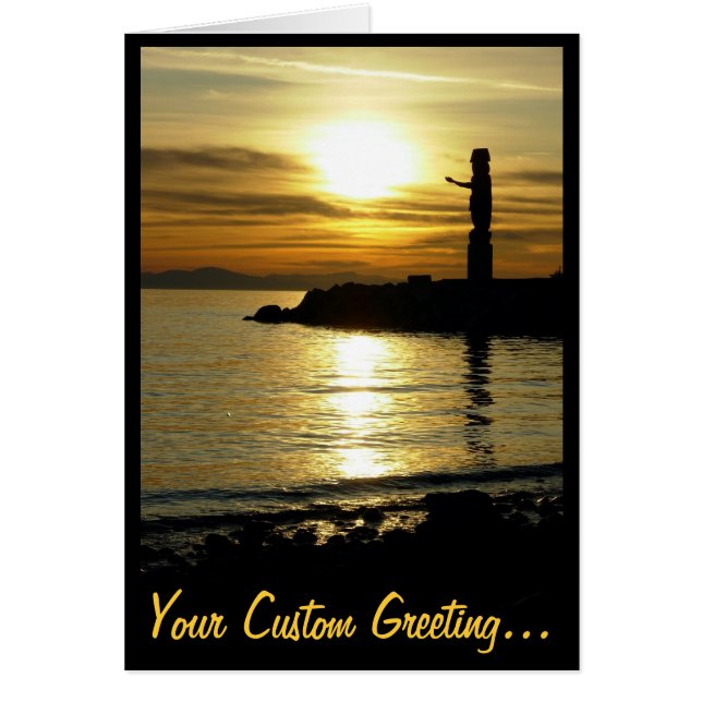 Blanka skrivarkort med solnedgång liggande liggand hälsningskort (Framsidan)