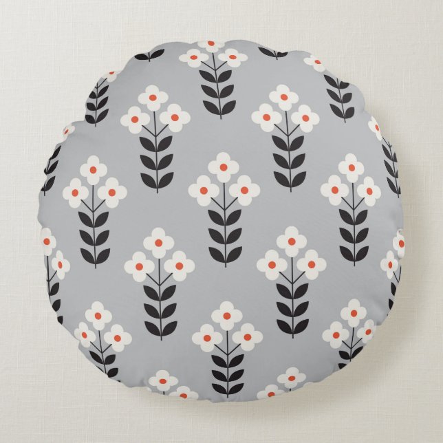 Blanka sömlös mönster-design. Skandinaviska stil Rund Kudde (Framsidan)
