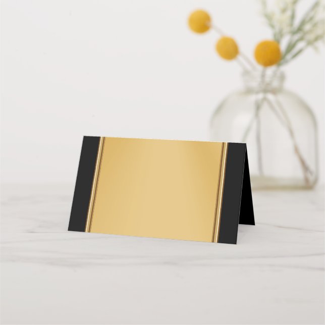 Blanka svarta och Guld-placeringskort för ditt nam Placeringskort (Framsida)