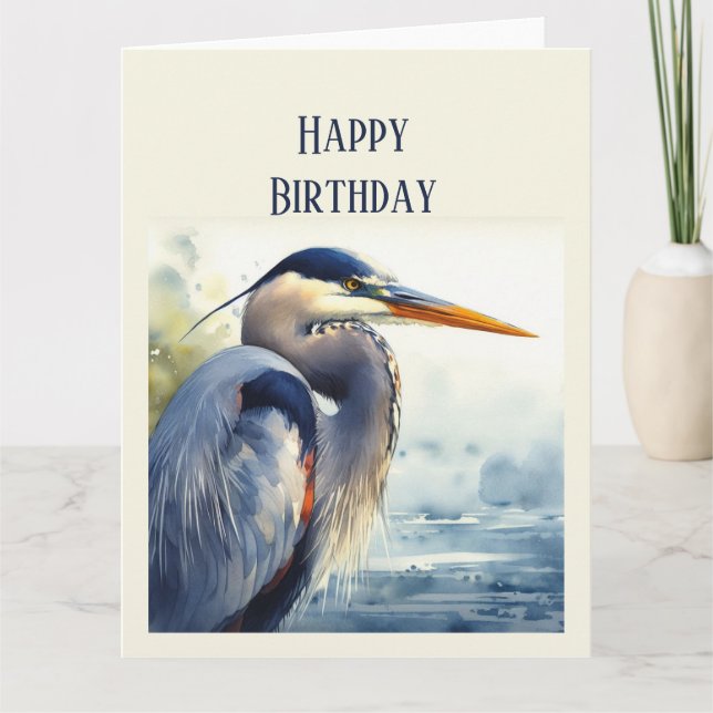 Blanka Underbara blå Heron Wildlife Bird Art Natur Kort (Framsida)