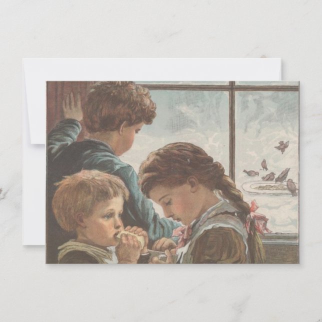 Blanka utskrivbara barnfåglar vid jul julkort (Framsida)