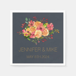 Blanka vattenfärgsblommor pappersservett