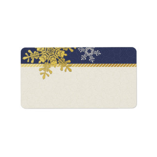 Blankade Adressetiketter i Bröllop vid Guld Snowfl