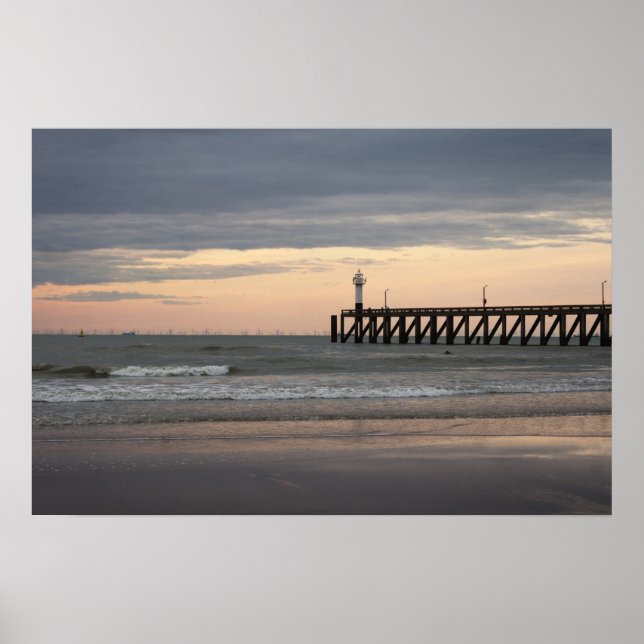 Blankenberge sunset, belgiska Kusten Poster (Framsidan)