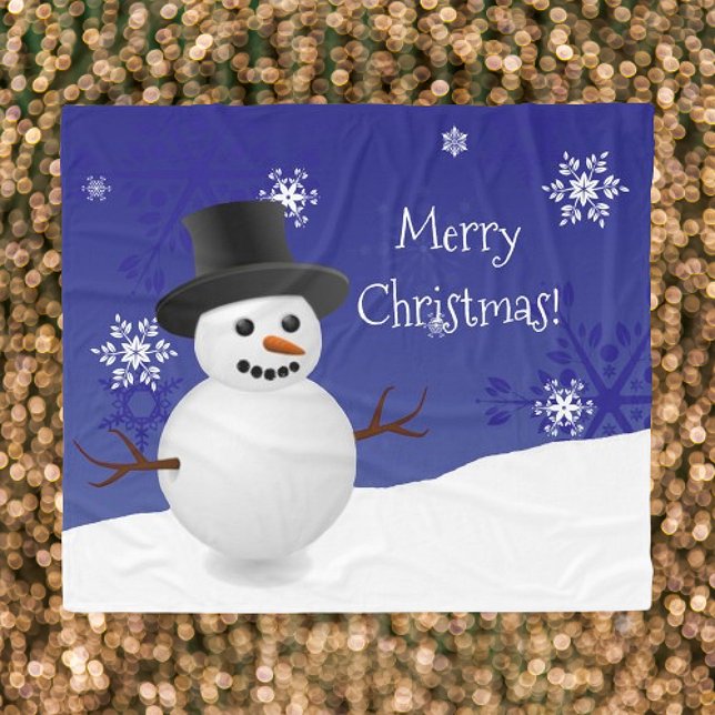 Blanket Blanket Blanket Blue Snögubbe Winter Scene Fleecefilt (Blue Snowman Winter Scene Christmas Fleece Blanket)