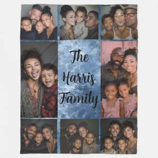 Blanket Blanket i Blue Stone Family Photo Collage Fleecefilt